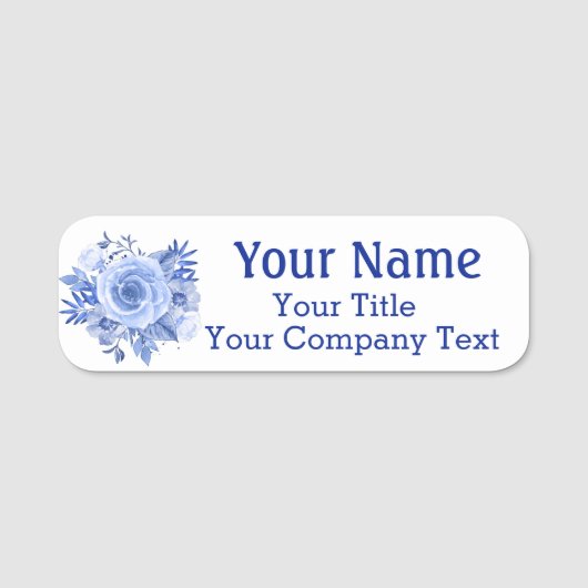 Balise de nom Bleu Rose Custom Text Badge (Devant)