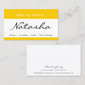 Balise de nom d'entreprise jaune et blanc - Carte  (Devant / Derrière)