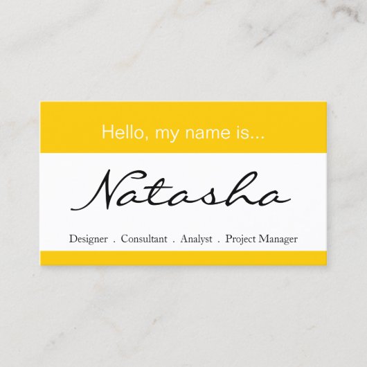 Balise de nom d'entreprise jaune et blanc - Carte  (Devant)