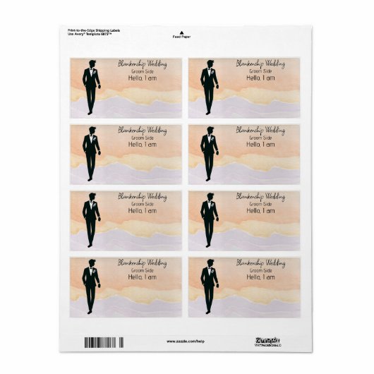 Balise de nom du Étiquette Arrière - plan de l'aqu (Feuille entière)