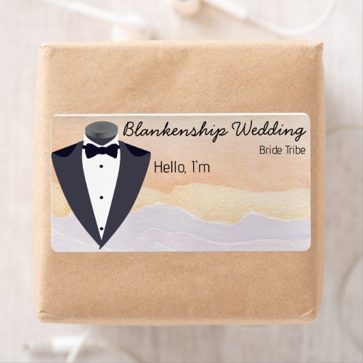 Balise de nom du Étiquette couleur d'aquarelle Tux (En situation)