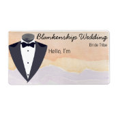 Balise de nom du Étiquette couleur d'aquarelle Tux (Devant)