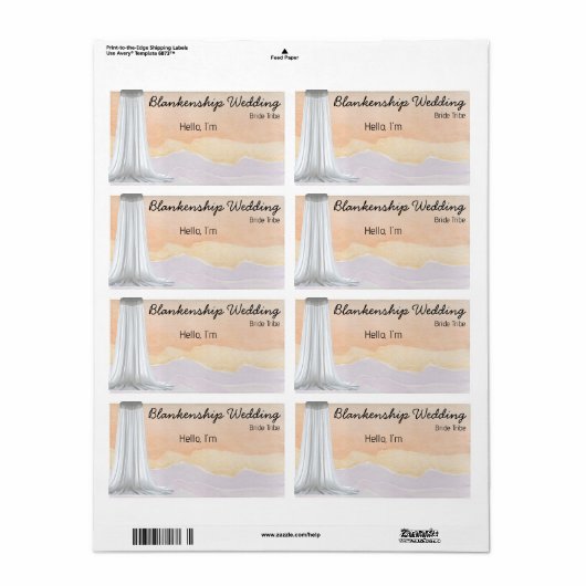 Balise de nom du Étiquette couleur mariage (Feuille entière)