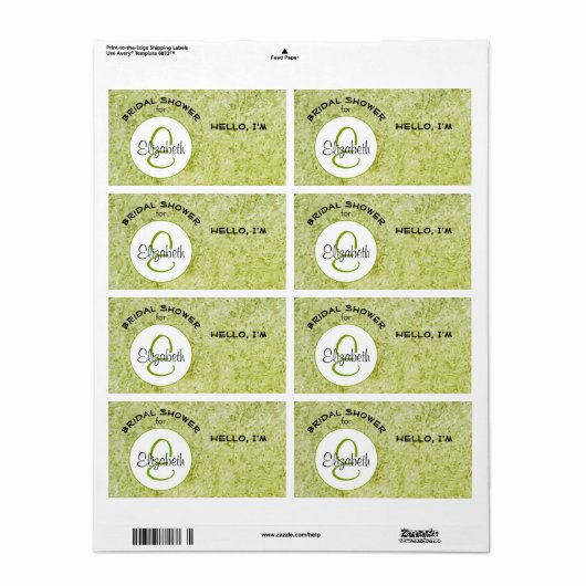 Balise de nom du Étiquette de papier monogramme de (Feuille entière)