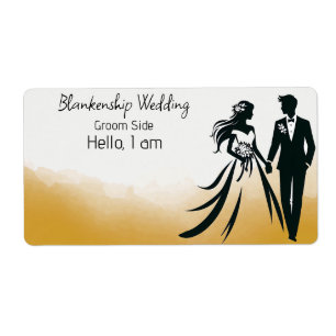 Balise de nom du Étiquette mariage Couple Gold Wat