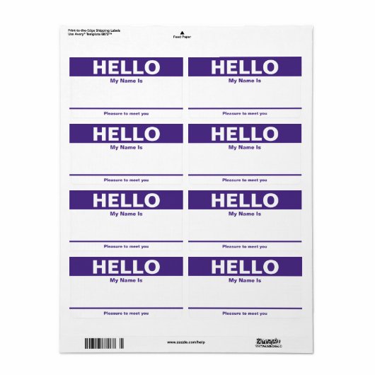 Balise de nom pourpre - Étiquette (Feuille entière)