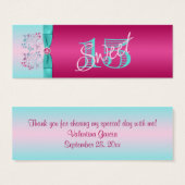 Balise de préférence Floral Aqua, rose chaud et bl (Devant & derrière)