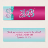 Balise de préférence Floral Aqua, rose chaud et bl (Devant & derrière)