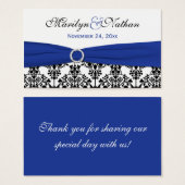 Balise de préférence Mariage damassé bleue, noir, (Devant & derrière)