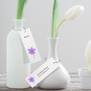 Balise de prix blanc de jolie fleur violette