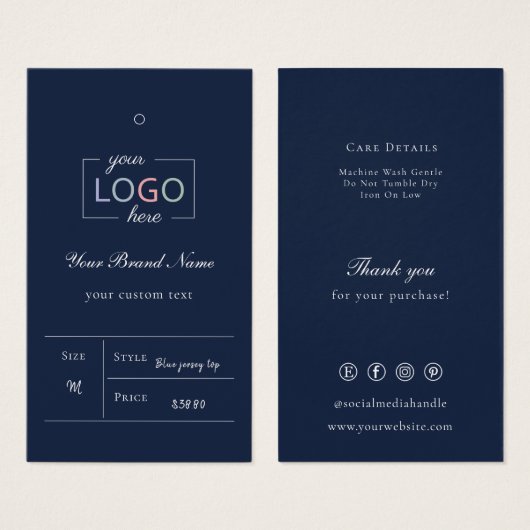 Balise de prix des vêtements de logo d'entreprise  (Devant & derrière)