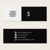 Balise de prix du logo minimal noir simple sur les (Devant & derrière)