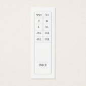 Balise de prix du tableau des tailles des vêtement (Dos)