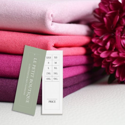 Balise de prix du tableau des tailles des vêtement