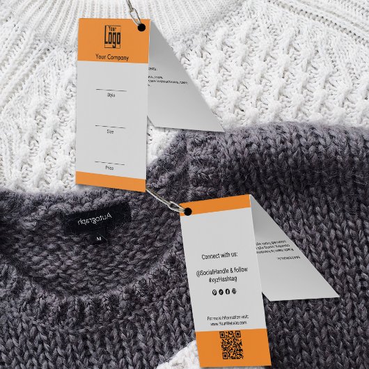 Balise de prix plié du logo gris orange QR Code
