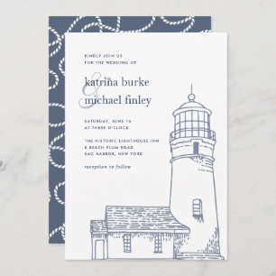 Balise Faire-part de mariage phare nautique