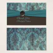 Balise Favor Mariage damassé turquoise et Brown (Devant & derrière)
