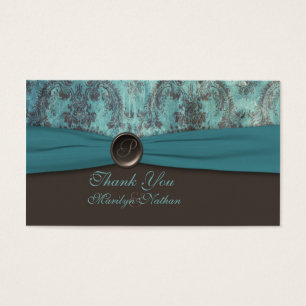 Balise Favor Mariage damassé turquoise et Brown