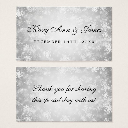 Balise Favoris de mariage Argent Winter Wonderland (Devant & derrière)