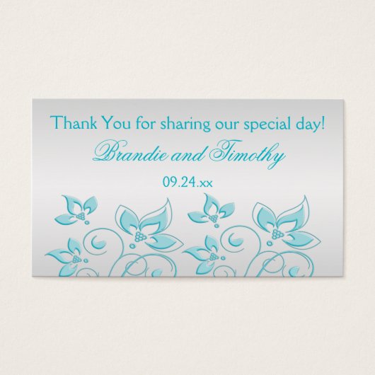 Balise Favoris Silver et Turquoise Mariage Floral (Devant)