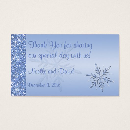 Balise Glittery Blue Snowflakes Wedder Favor (Devant)