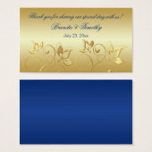 Balise Gold Floral et Royal Blue Wedding Favor (Devant & derrière)