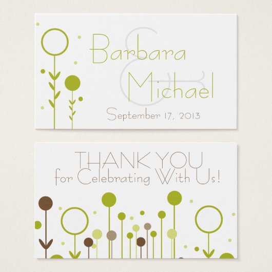 Balise Green Modern Floral Dot Simple Wedding Favo (Devant & derrière)