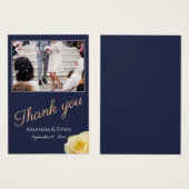 Balise Moderne Blue Rose Floral Photo Wedding Favo (Devant & derrière)