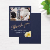 Balise Moderne Blue Rose Floral Photo Wedding Favo (Bureau)