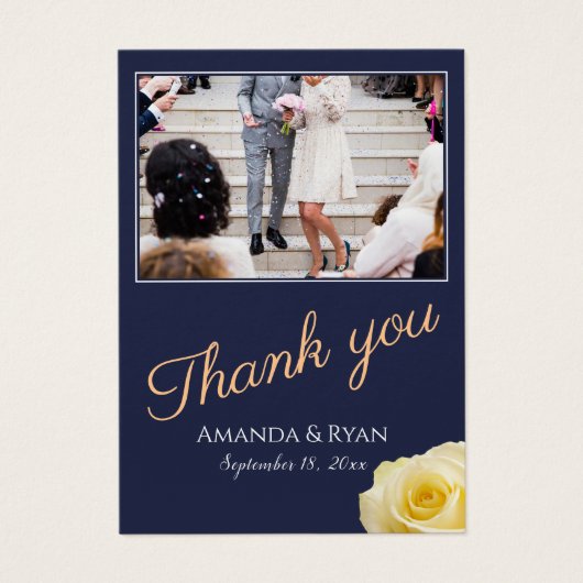 Balise Moderne Blue Rose Floral Photo Wedding Favo (Devant)