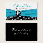 Balise Noir, Blanc, Aqua Snowflakes Wedding Favor (Devant & derrière)