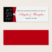 Balise Noir, Blanc, Flore rouge, Favour de mariage (Devant & derrière)