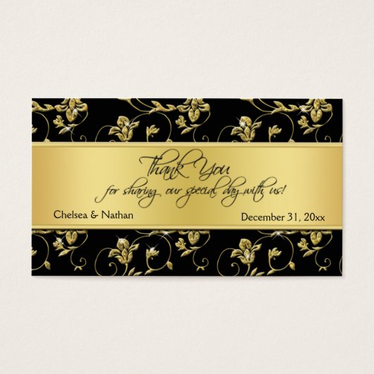 Balise Noir et Or Floral Wedding Favor (Devant)