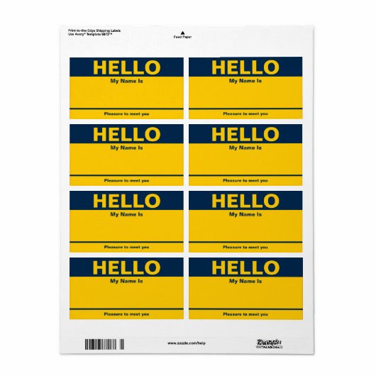 Balise Nom jaune bleu - Étiquette (Feuille entière)