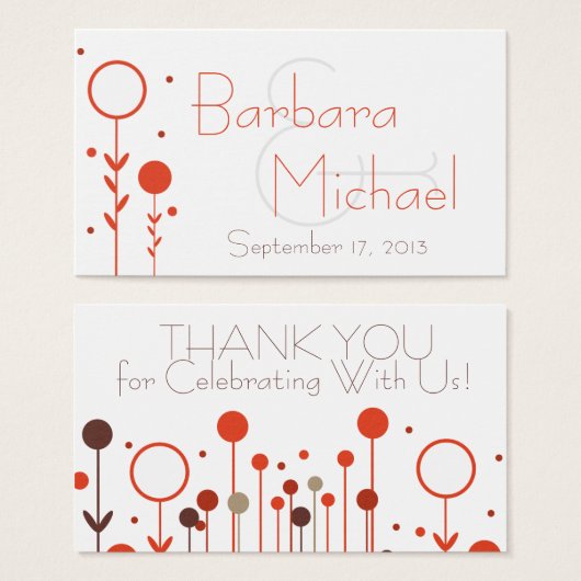 Balise Orange Modern Floral Dot Simple Wedding Fav (Devant & derrière)