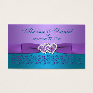 Balise Purple, Floral Turquoise, Coeurs Mariage Fa
