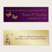 Balise Purple, Gold Floral, Papillons Mariage Favo (Devant & derrière)