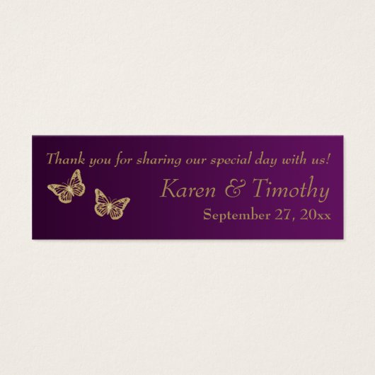 Balise Purple, Gold Floral, Papillons Mariage Favo (Devant)