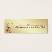 Balise Purple, Gold Floral, Papillons Mariage Favo (Dos)