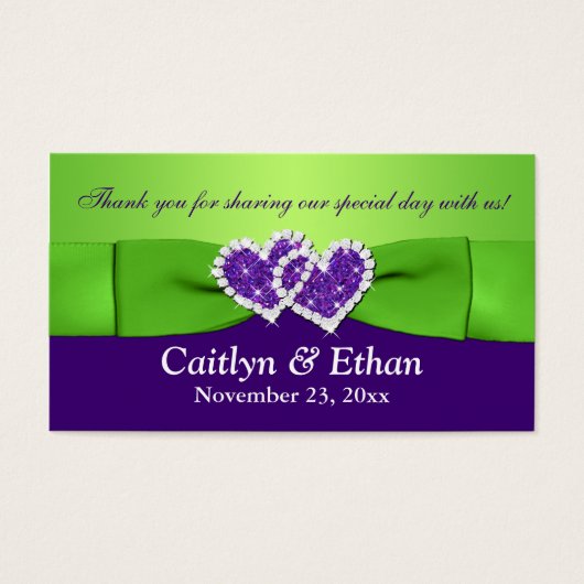 Balise Purple, Green Floral et Coeurs joints Favor (Devant)