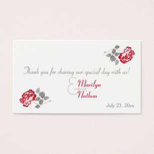 Balise Red Peony en blanc avec Taupe Wedding Favor