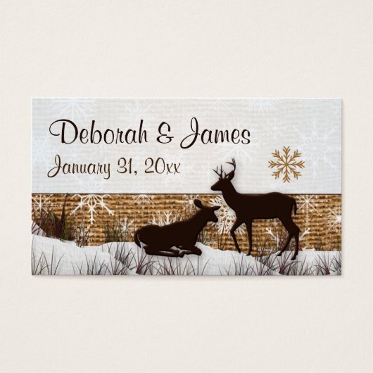 Balise Rustique Burlap, Snowflakes & Deer Wedding (Devant)