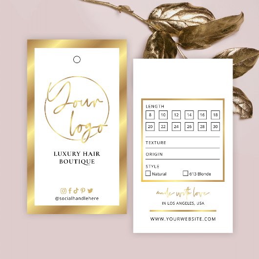 Balise Taille Hang du logo blanc et or