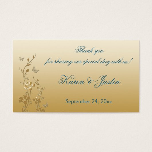 Balise turquoise et or Floral avec papillons Favor (Devant)