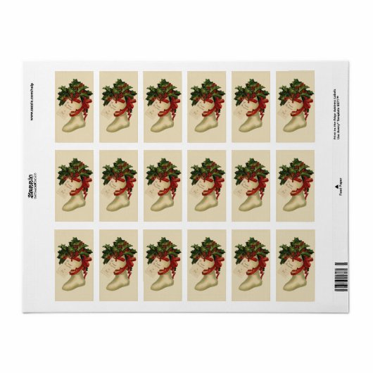 Balise Vintage Noël Stocker Étiquette (Feuille entière)