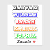 Balises 3D rétro, Autocollants de nom coloré (Feuille)