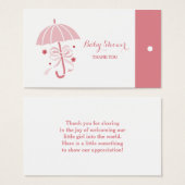 Balises Baby shower rose Merci parapluie Hang (Devant & derrière)