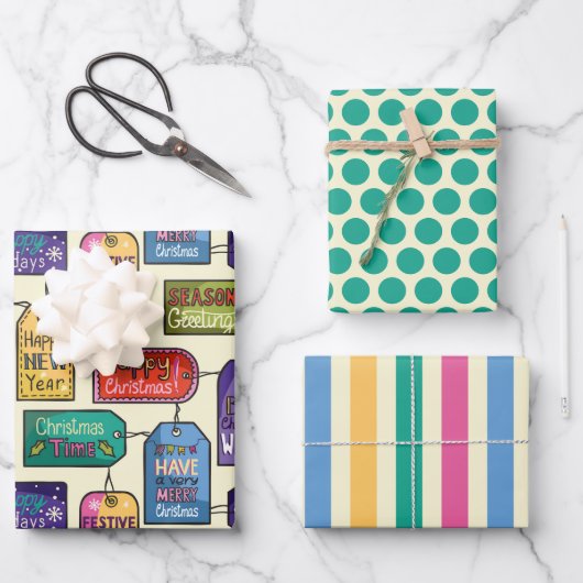 Balises Cadeaux Colorés Enveloppement Papier ensem (Recto)