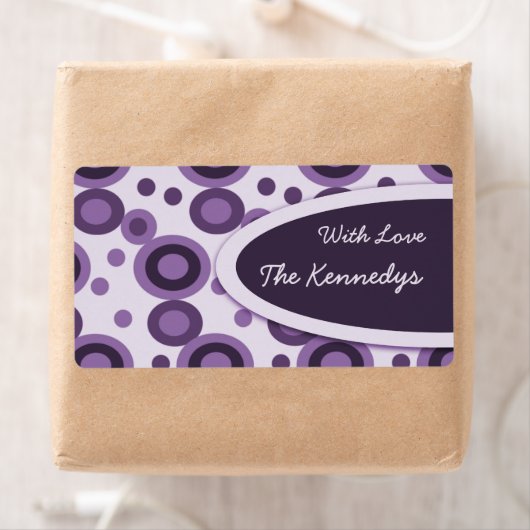 Balises Cadeaux de Points Rétro Violet Étiquettes  (En situation)