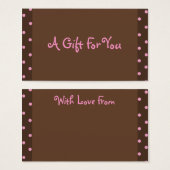 Balises cadeaux Pointe Polka Brown et rose (Devant & derrière)